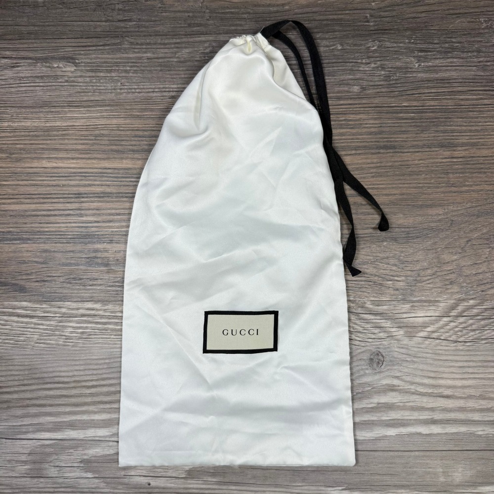 Gucci White Satin Drawstring Dust Bag Logo Patch 17.5x8.5 Storage Accessory